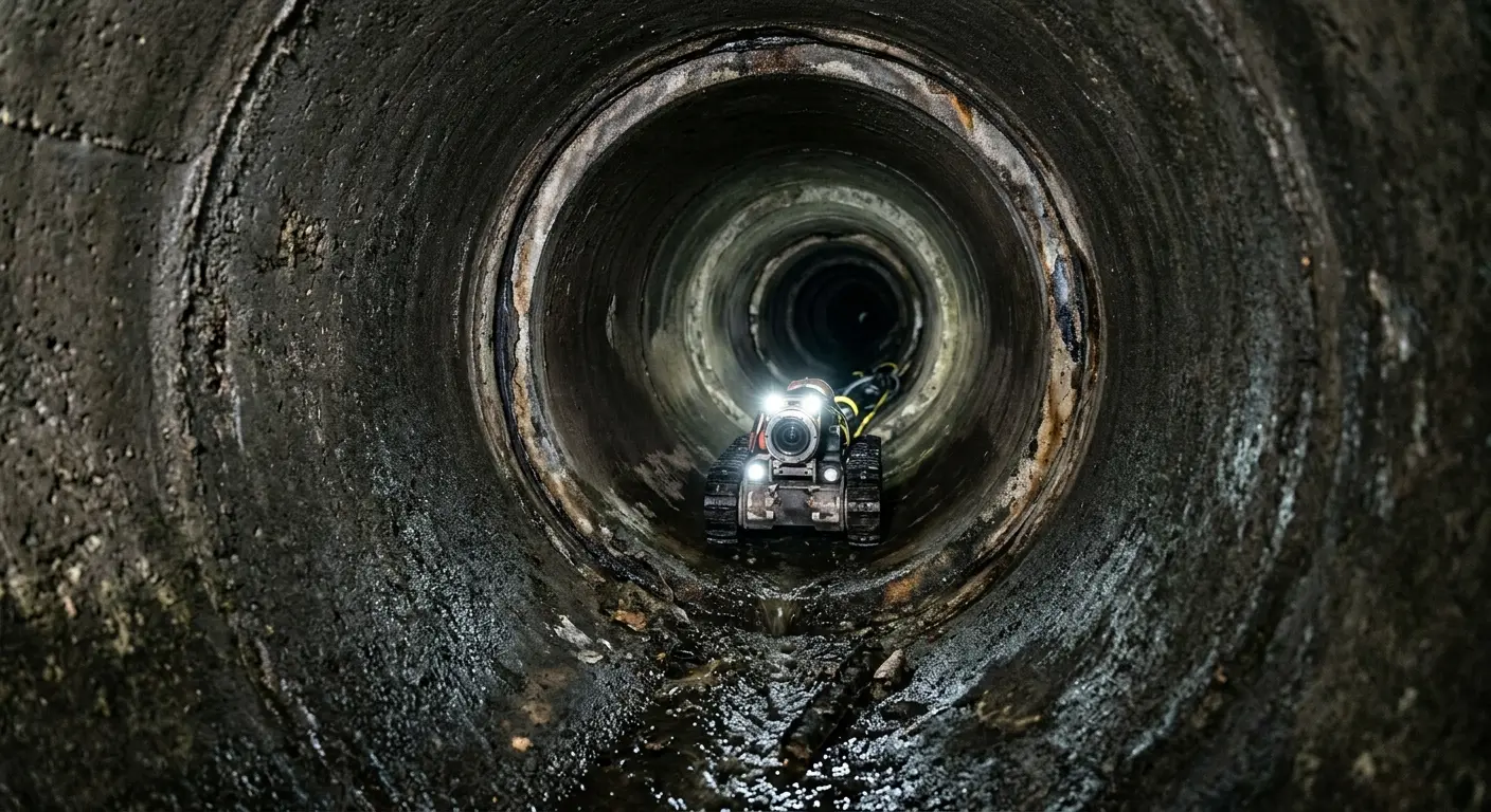 Robotic sewer camera inspecting pipe interior for Sewer Line Cleaning in Castle Shannon
